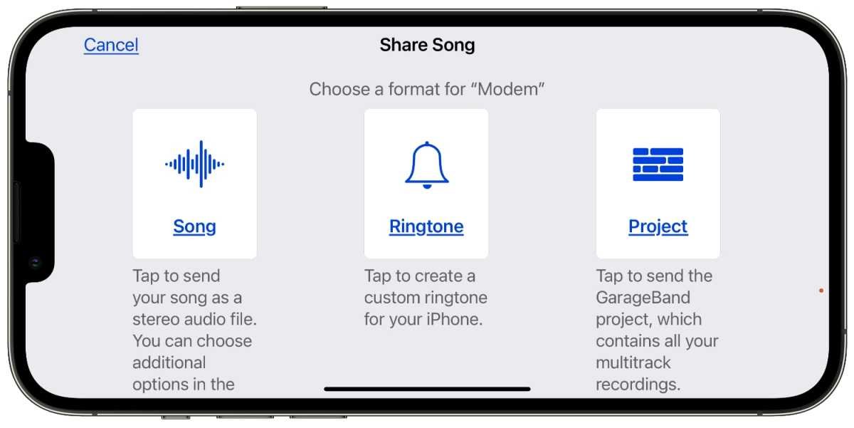 GarageBand iOS Share song