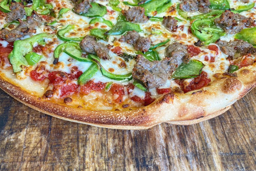 A winning sausage and pepper pizza