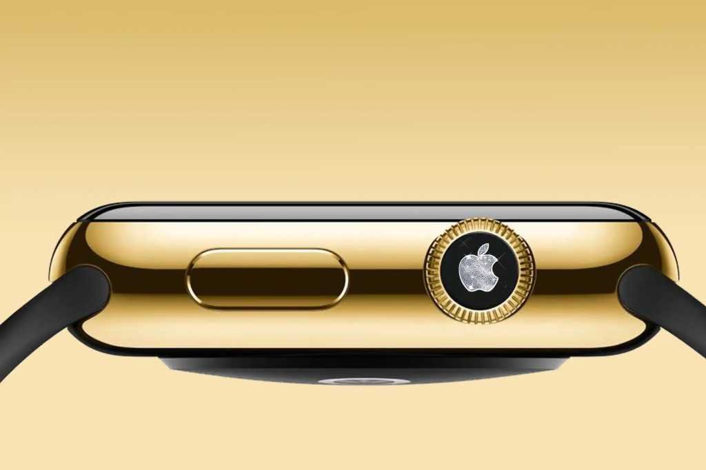 solid gold apple watch with diamond apple logo