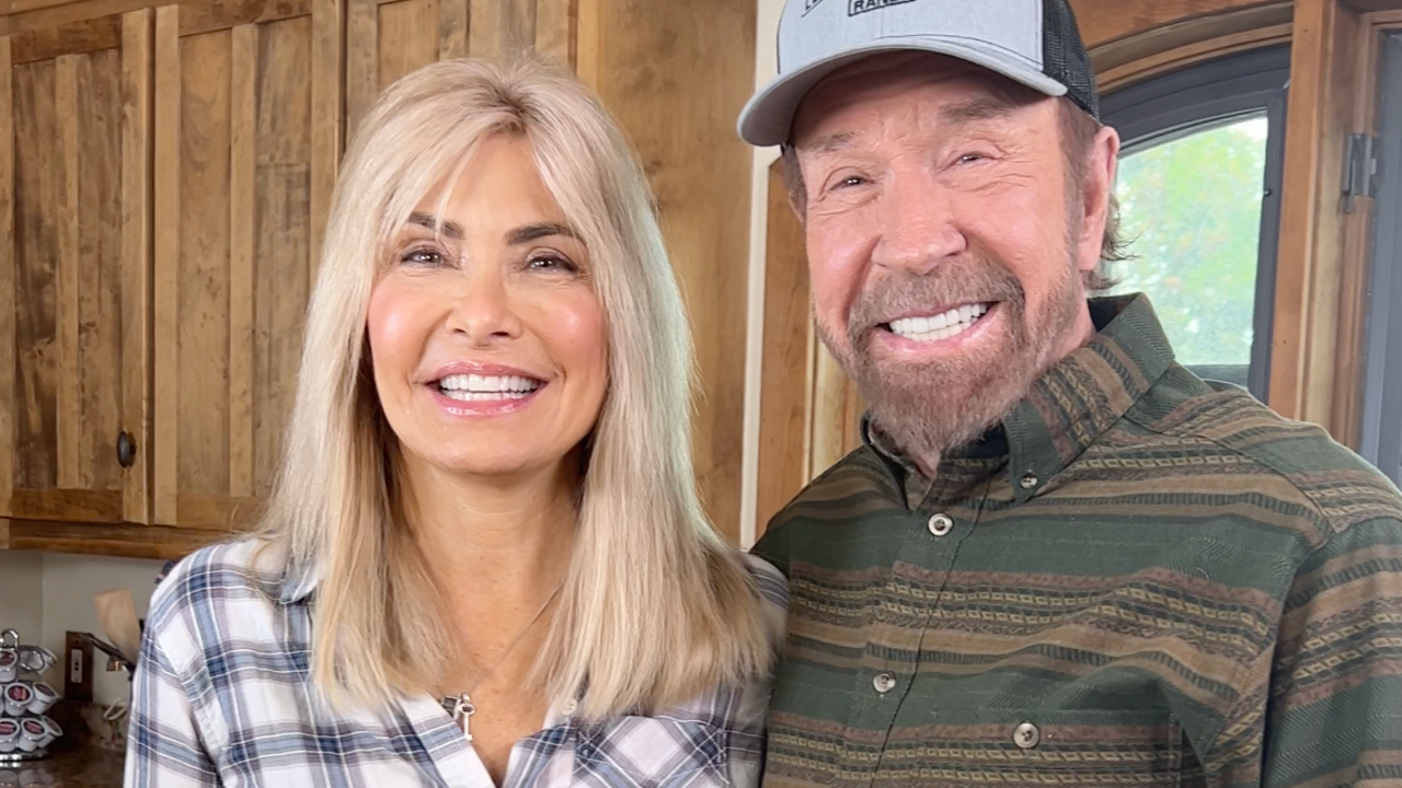 Gena and Chuck Norris share how their 6 dogs keep them healthy in front of his 85 -year birthday