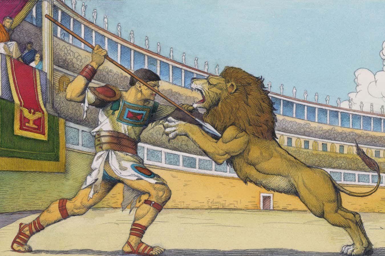 First proof of gladiator fight with lion seen in the new era skeleton