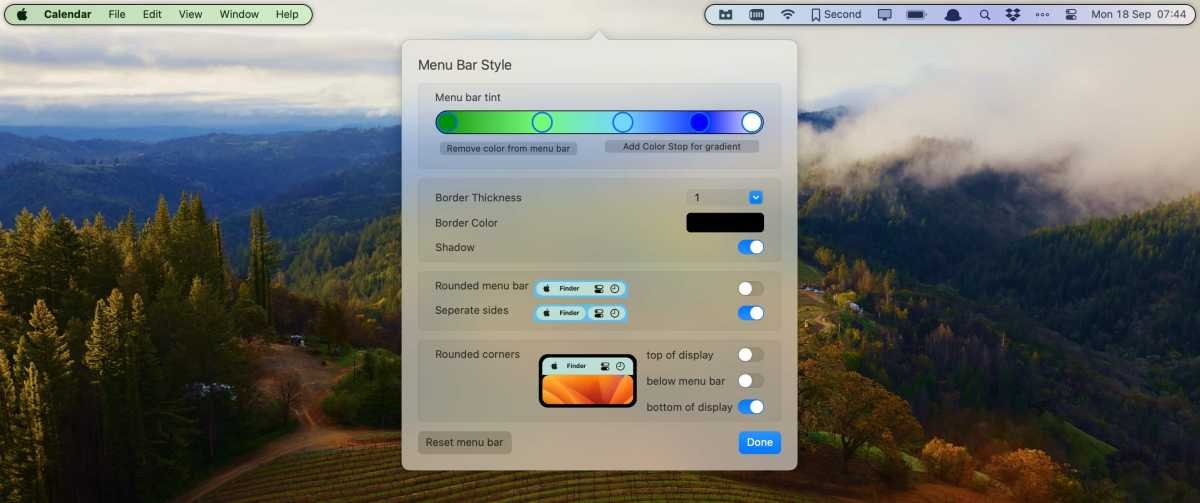 Mac shows bartender -menu
