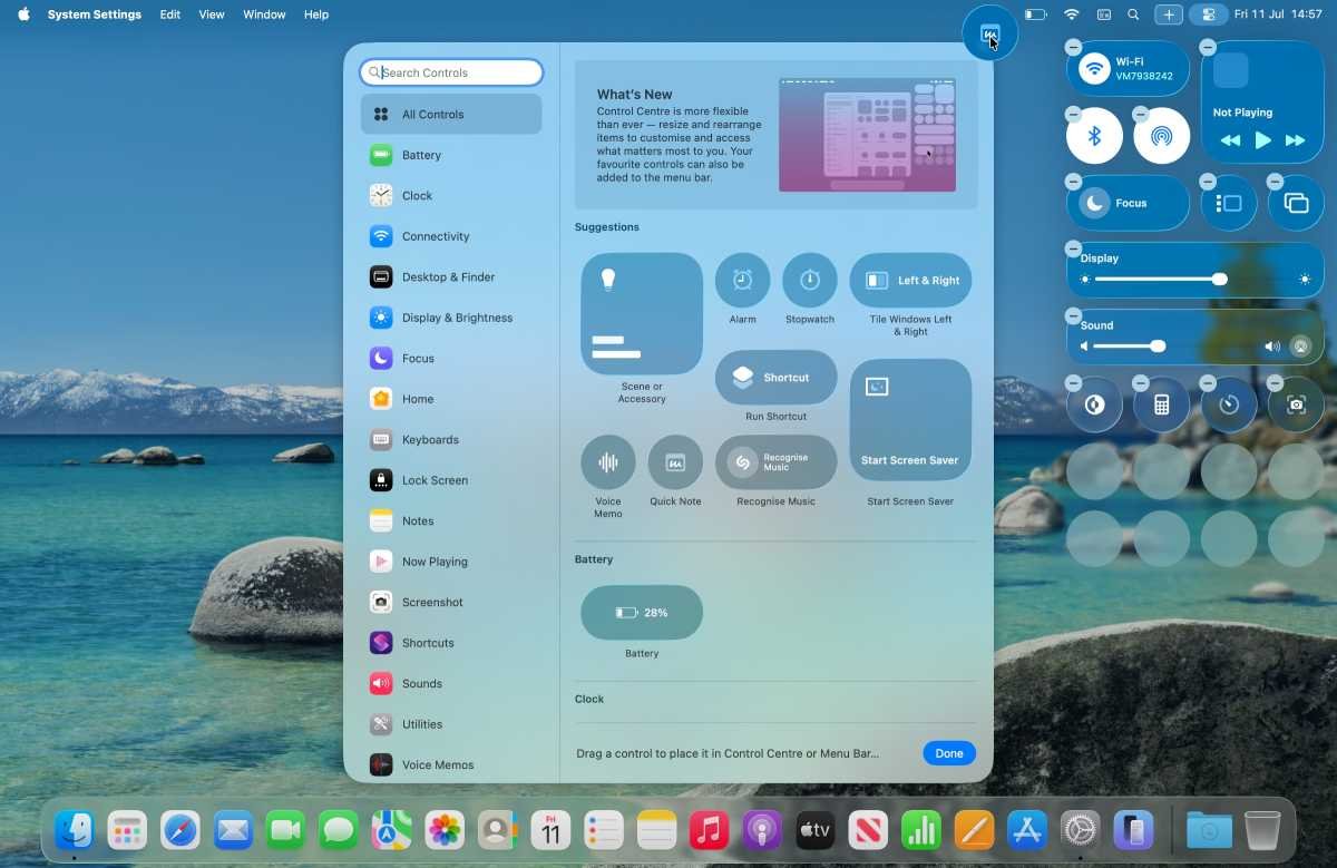 MacOS Tahoe Customize menu bar