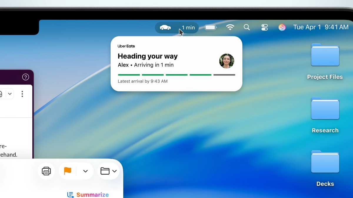 MacOS Tahoe Live activities