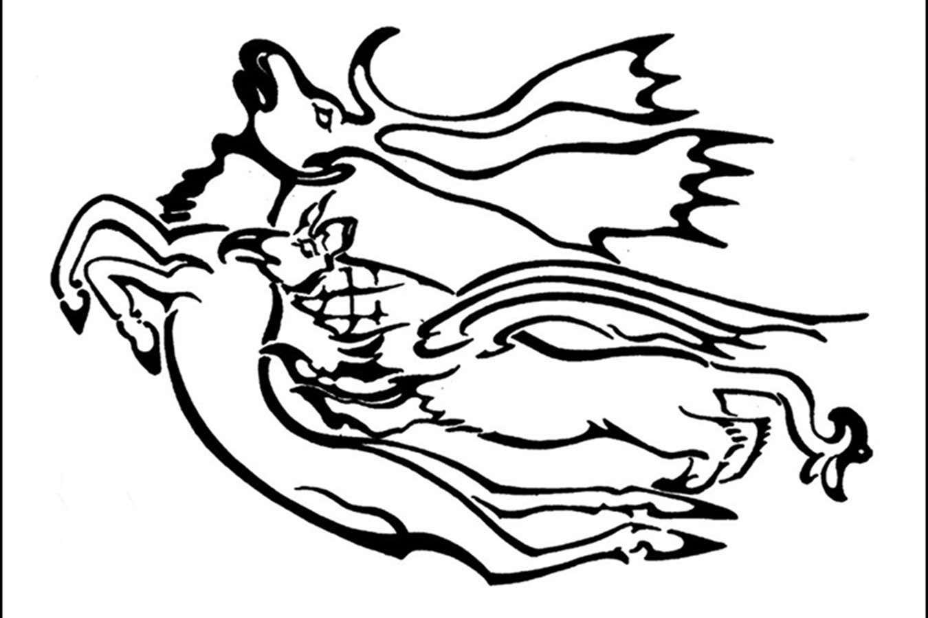 An artist's recreation of one of the tattoos with beings that seemed to be both real and amazing