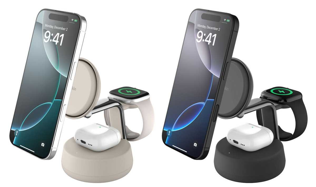 Belkin Ultracharge Pro 3 in 1 Qi2 25W charger coal and sensible