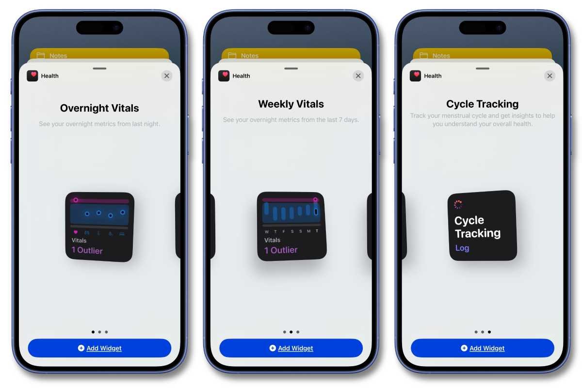 Vitals Widgets iPhone