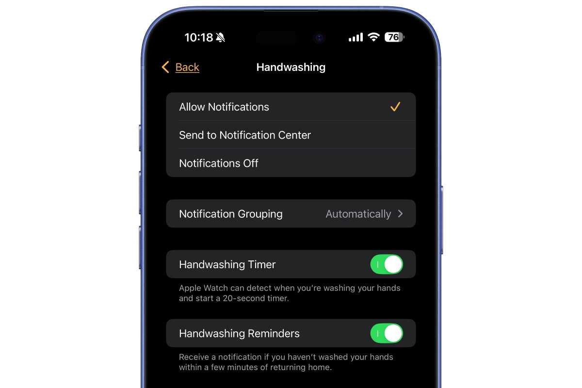 Apple Watch Handwashing -Setting